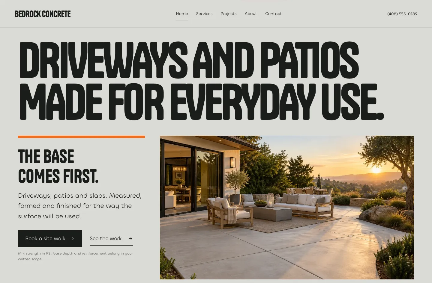 Bedrock Concrete Essential website design
