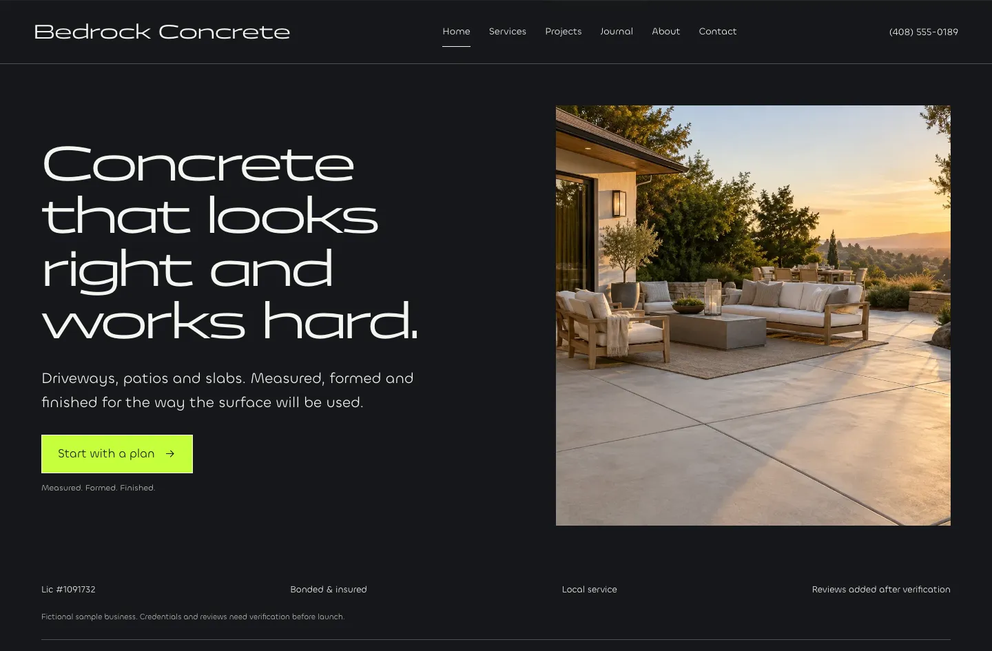 Bedrock Concrete Premium website design