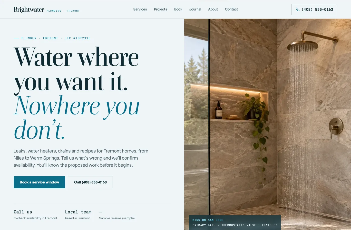 Brightwater Plumbing Premium website design