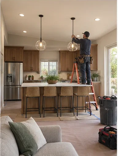 Stage 6 of 8: Fixtures hung
