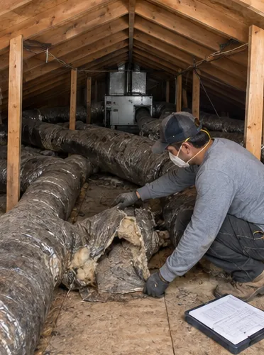 Forty-year-old attic ducts, replaced in two days: stage 2, assess.