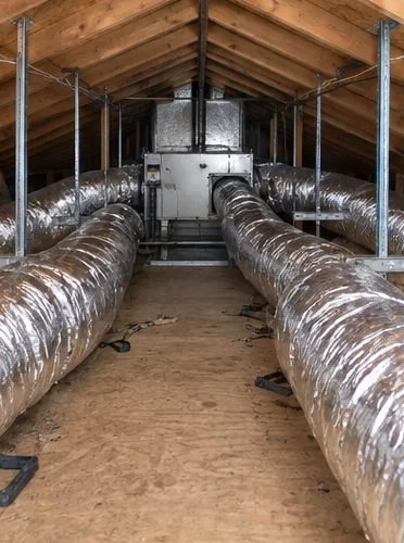 Forty-year-old attic ducts, replaced in two days: stage 5, install.