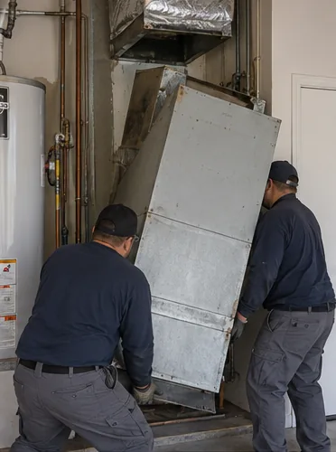 A 1994 furnace out, a two-stage unit in: stage 3, remove.