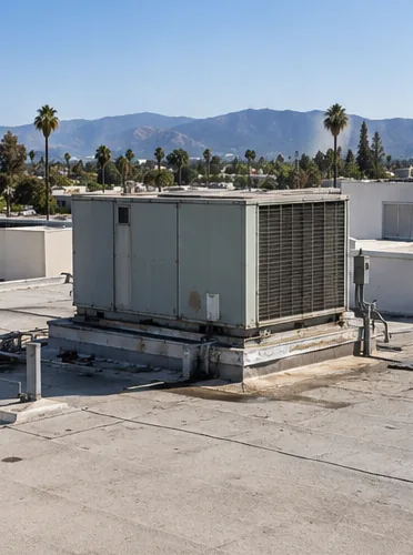 A fourplex rooftop unit, craned and commissioned: stage 1, before.