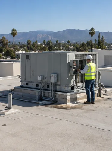 A fourplex rooftop unit, craned and commissioned: stage 7, commission.