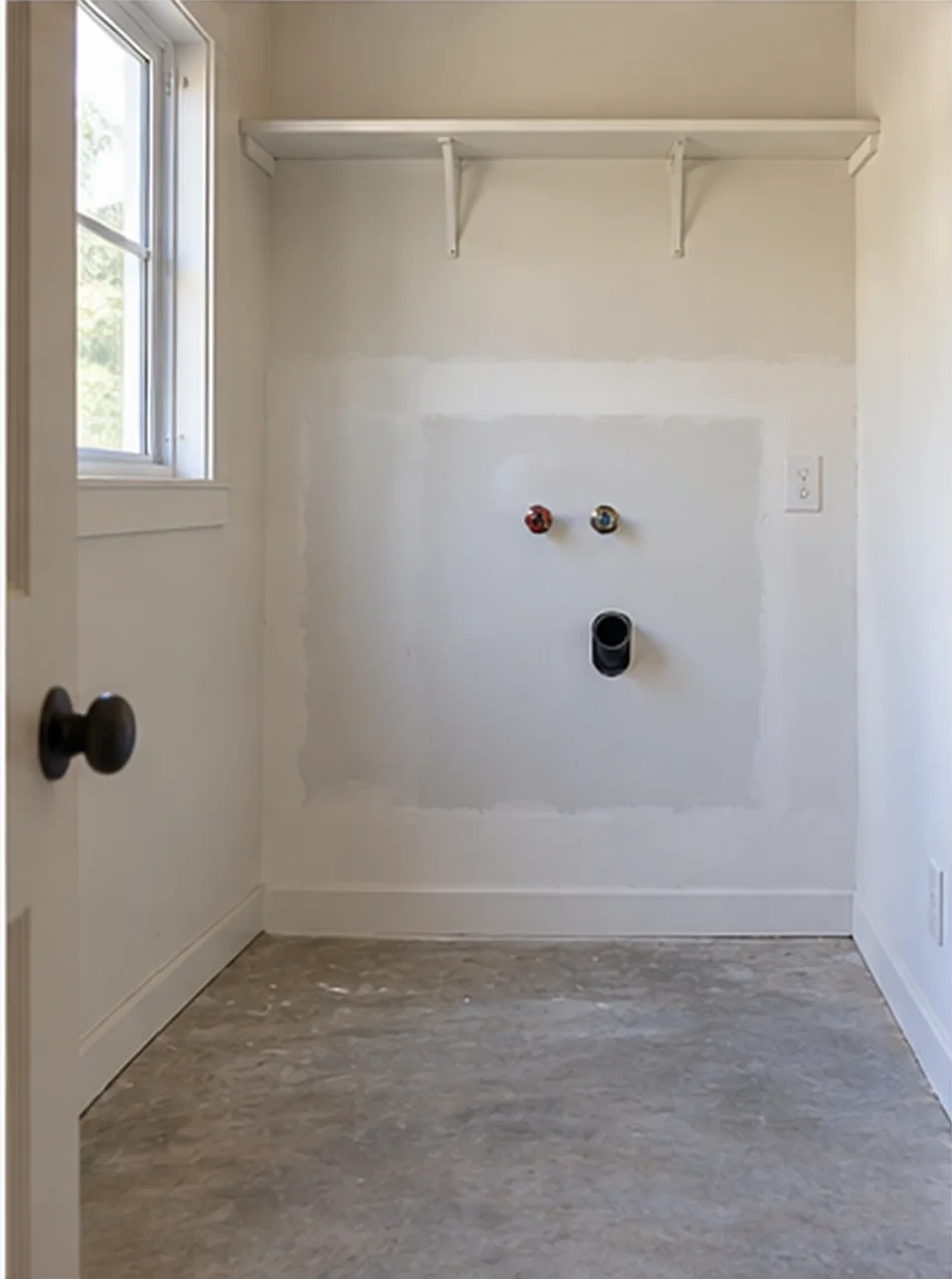 Warm Springs laundry, Inspected: Rough inspection passed, wall closed by the owner’s drywaller.